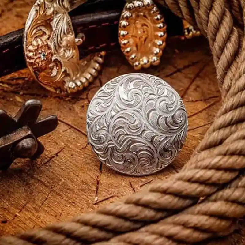 Engraved Sterling Silver Concho - Conchos Gallery 1
